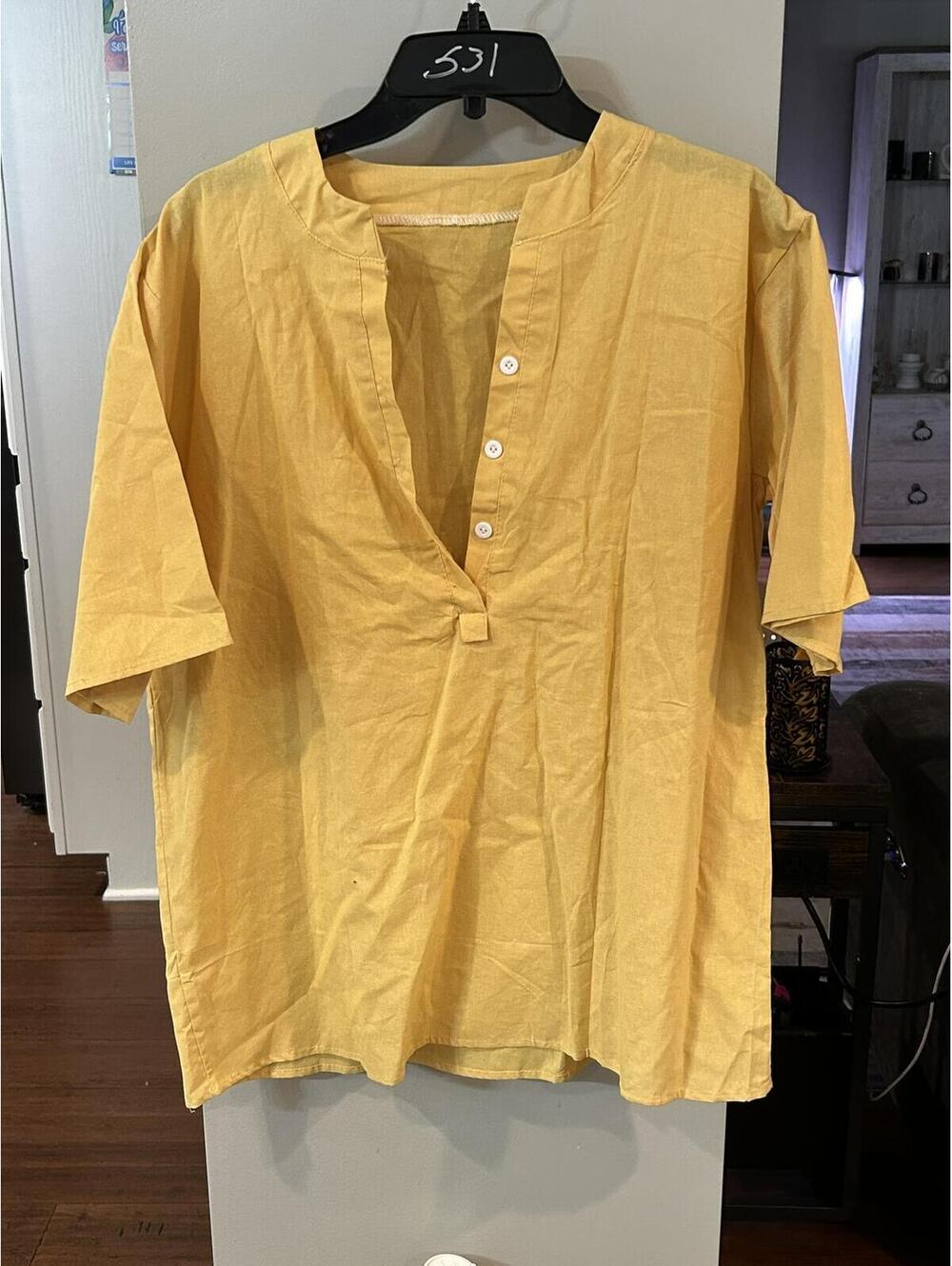Yellow Lightweight Cotton Blouse Size Large
